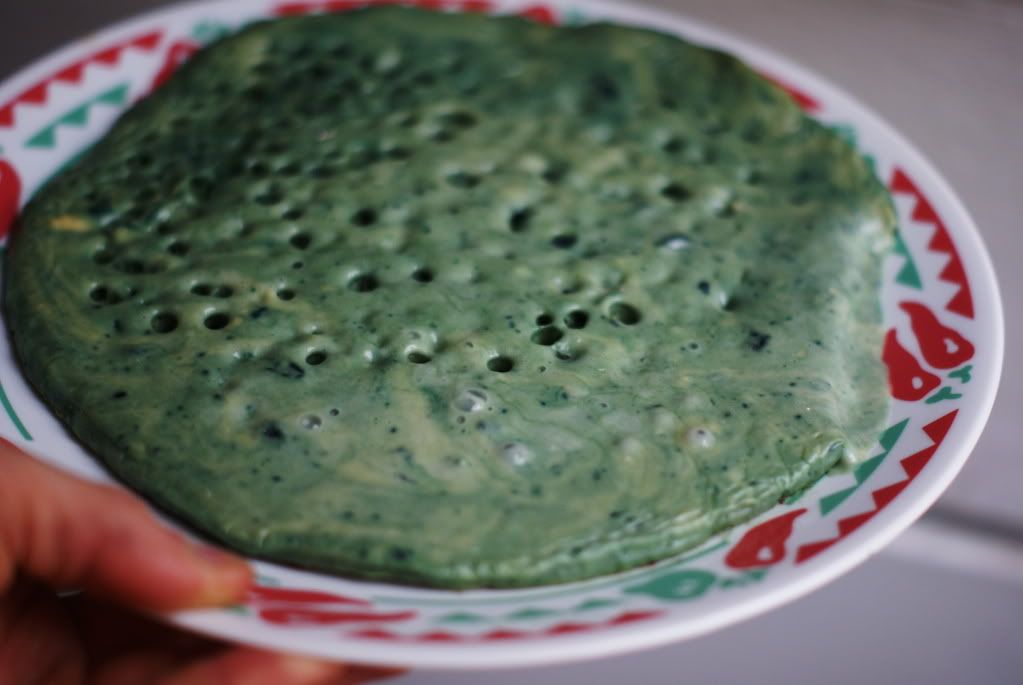 uncooked green sweet potato pancake