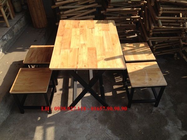 bàn ghế khung sắt mặt gỗ giá rẻ nhất HCM hàng chất thanh lý gấp - 2
