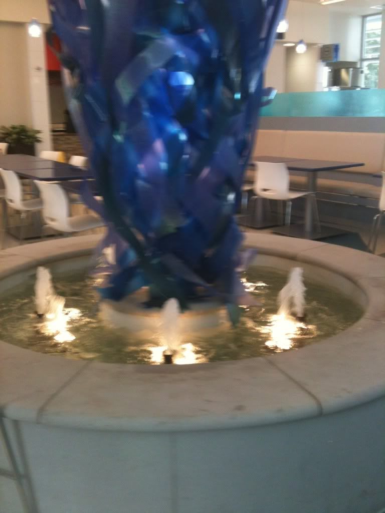 Florida Turnpike Pompano, Beautiful water fountain in the lobby. This picture was taken with my Iphone and does not do it justice.